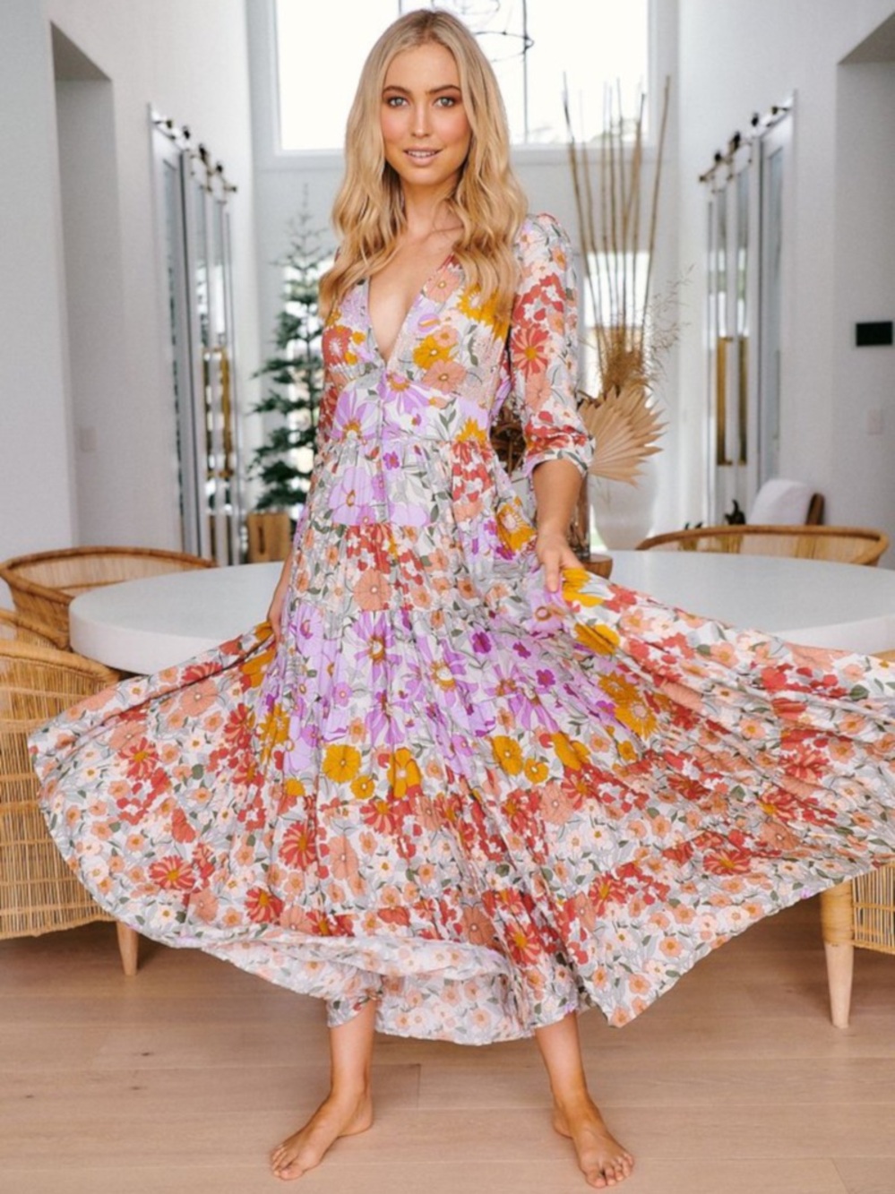Jaase Berry Maxi Dress - Secret Garden Print